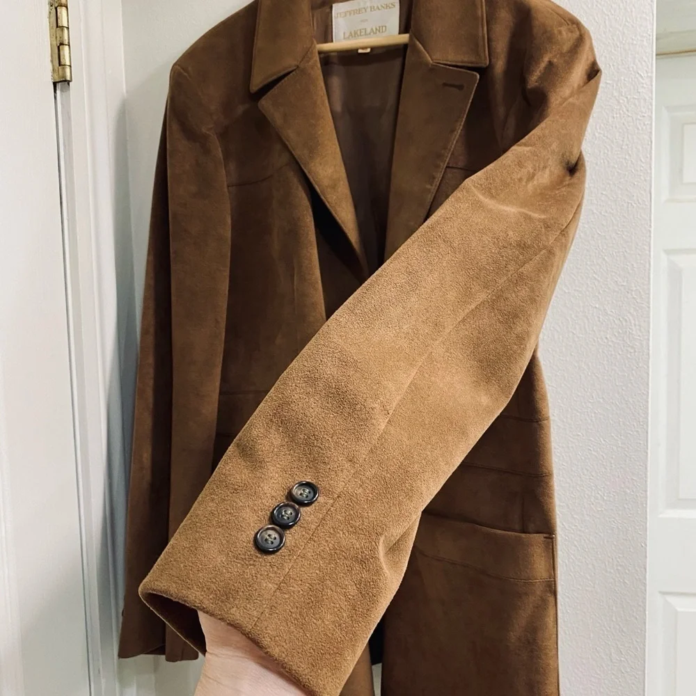 Jeffery Banks for Lakeland Size 46 Brown Ultra Suede Sports Coat Blazer